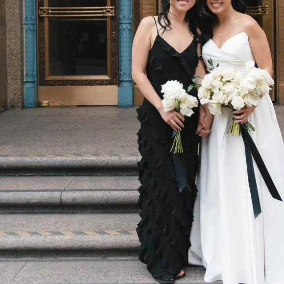 ASOS purchased / Rare London / strappy ruffle detail maxi dress w slit / black - Picture 11 of 13